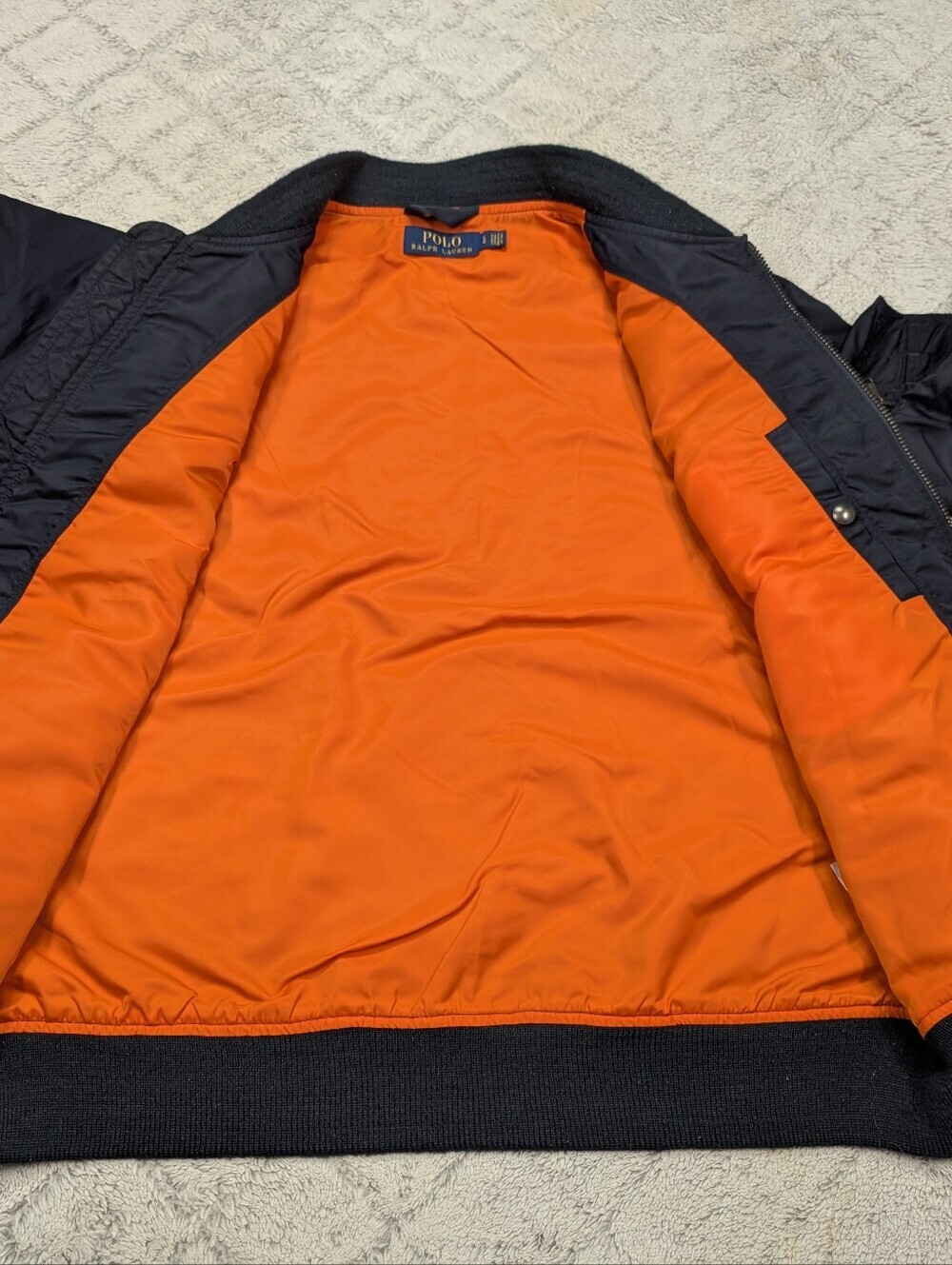 Polo Ralph Lauren Jacket Mens L Blue Navy MA-1 Bomber Aviator Flight Nylon - Picture 7 of 9